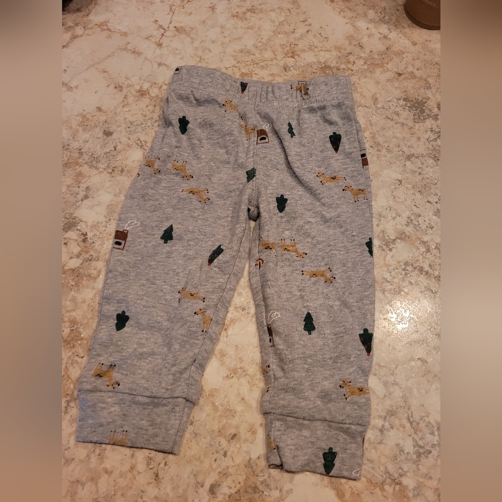 Carter's Gray Joggers with Yellow Deer and Green Trees